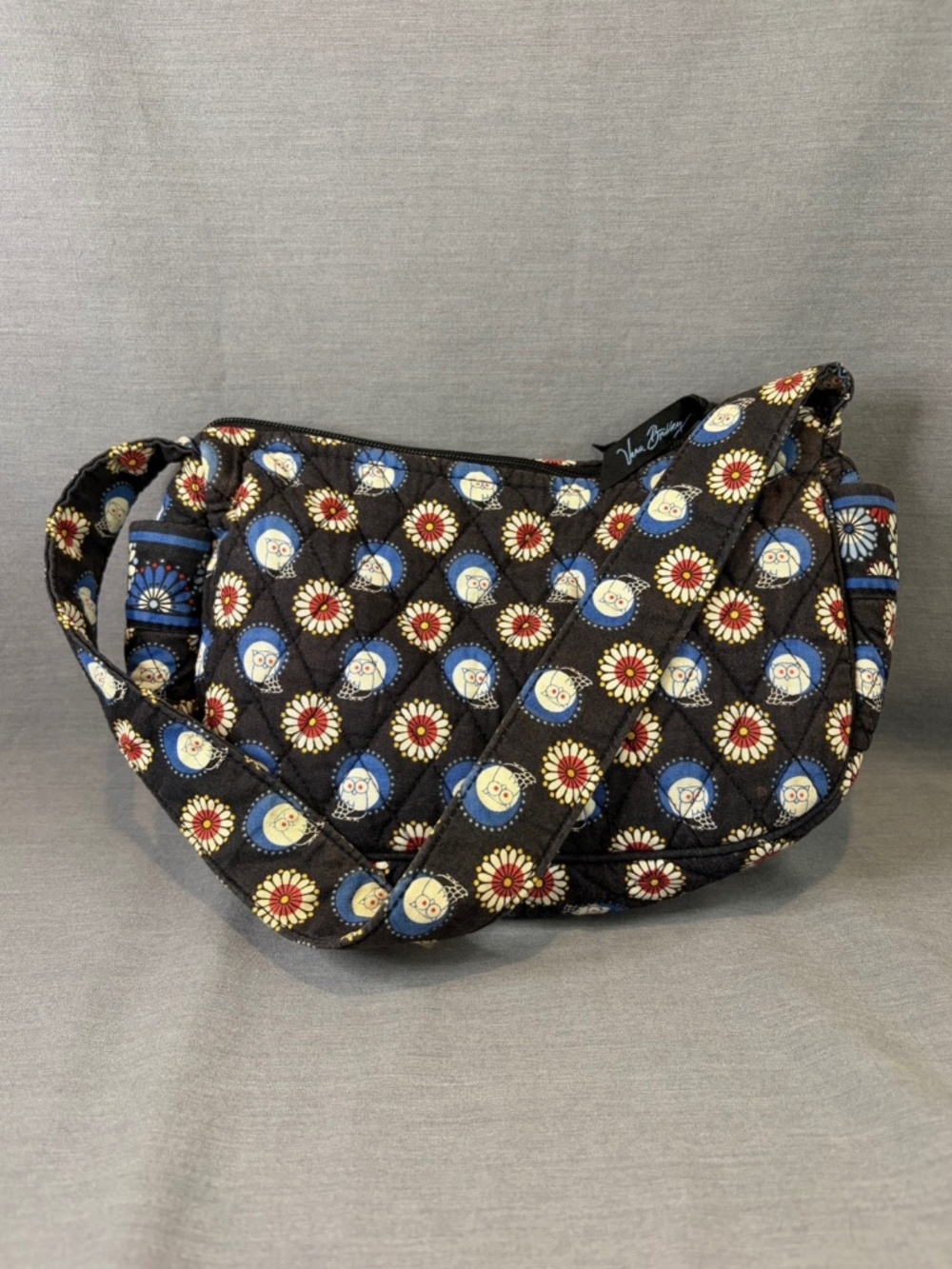 Vera Bradley Night Owl Maggie Shoulder Hobo Bag Retired Print Quilted Cotton